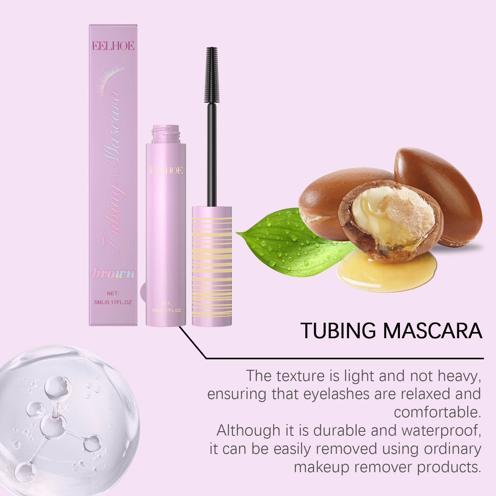 Brown Eye Makeup Mascara, Natural, Long-Lasting, Curl Enhancing, Smudge-Proof ,5ml