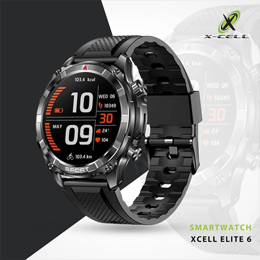 Xcell Elite 6 Smartwatch Black Frame with Black Silicone Strap