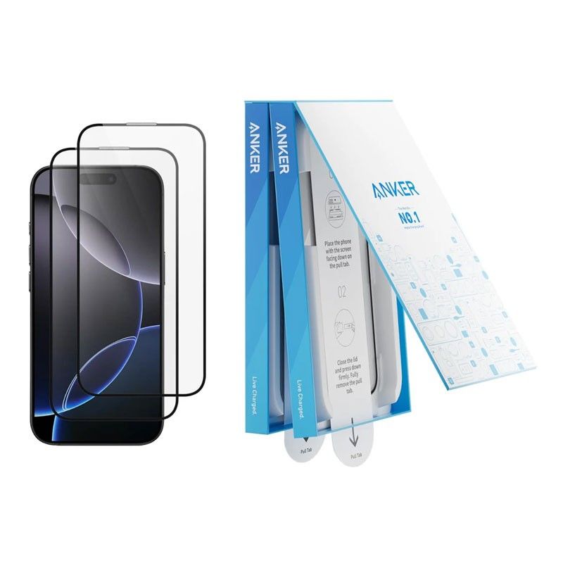 Anker Screen Printing High Definition Tempered Glass Kit for iPhone 16 Pro, Clear
