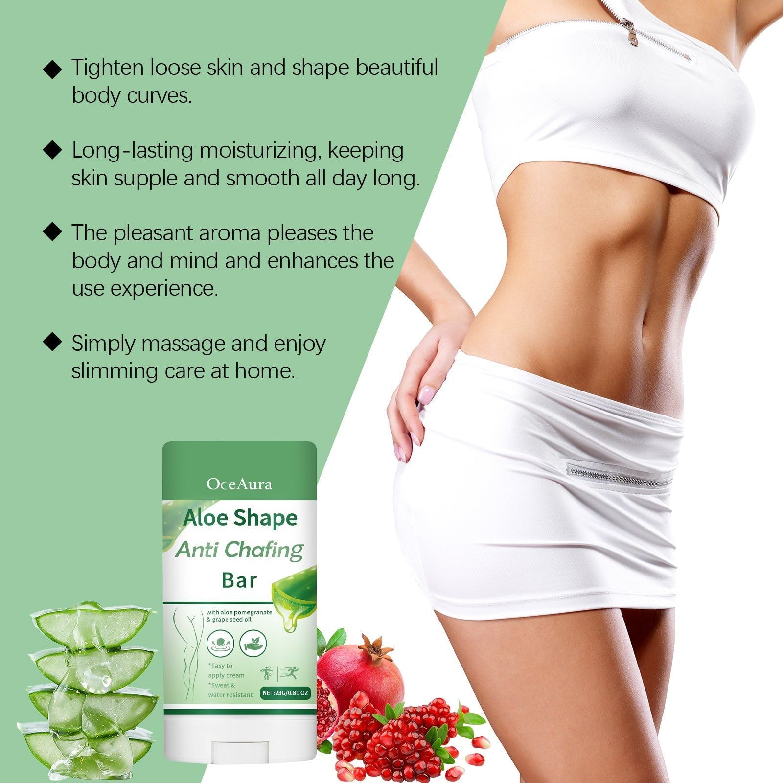 Aloe Vera Slimming and Toning Bar, Anti-Wrinkle, Moisturizing, Body Shaping, Natural Fat Burner ,23g