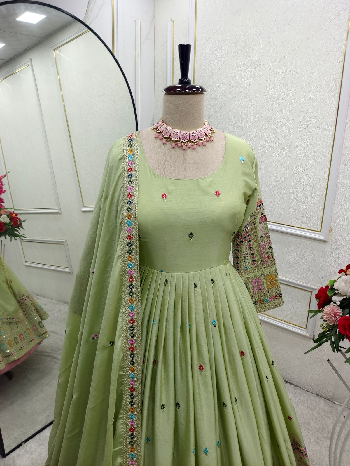 Fab Zone Party Wear Designer Anarkali Gown, Pent And Beautiful Dupatta For Women