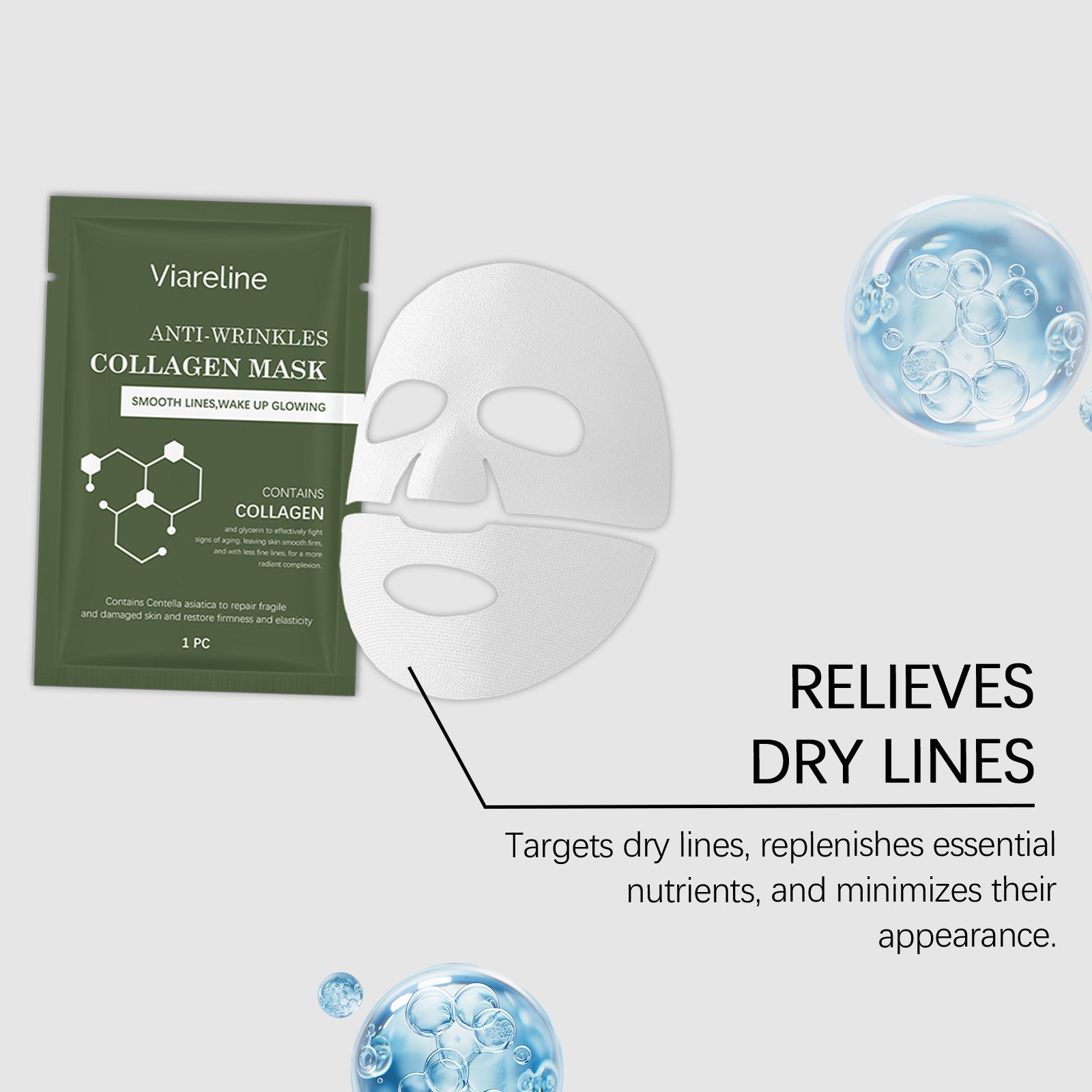 Collagen Mask for Facial Care, Hydrating, Anti-Aging, Skin Nourishment ,4 pieces