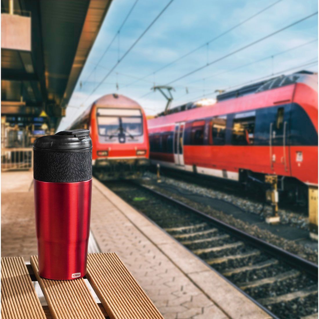 XAVAX 111225 "Everyday" Vacuum Mug, 400 ml, red