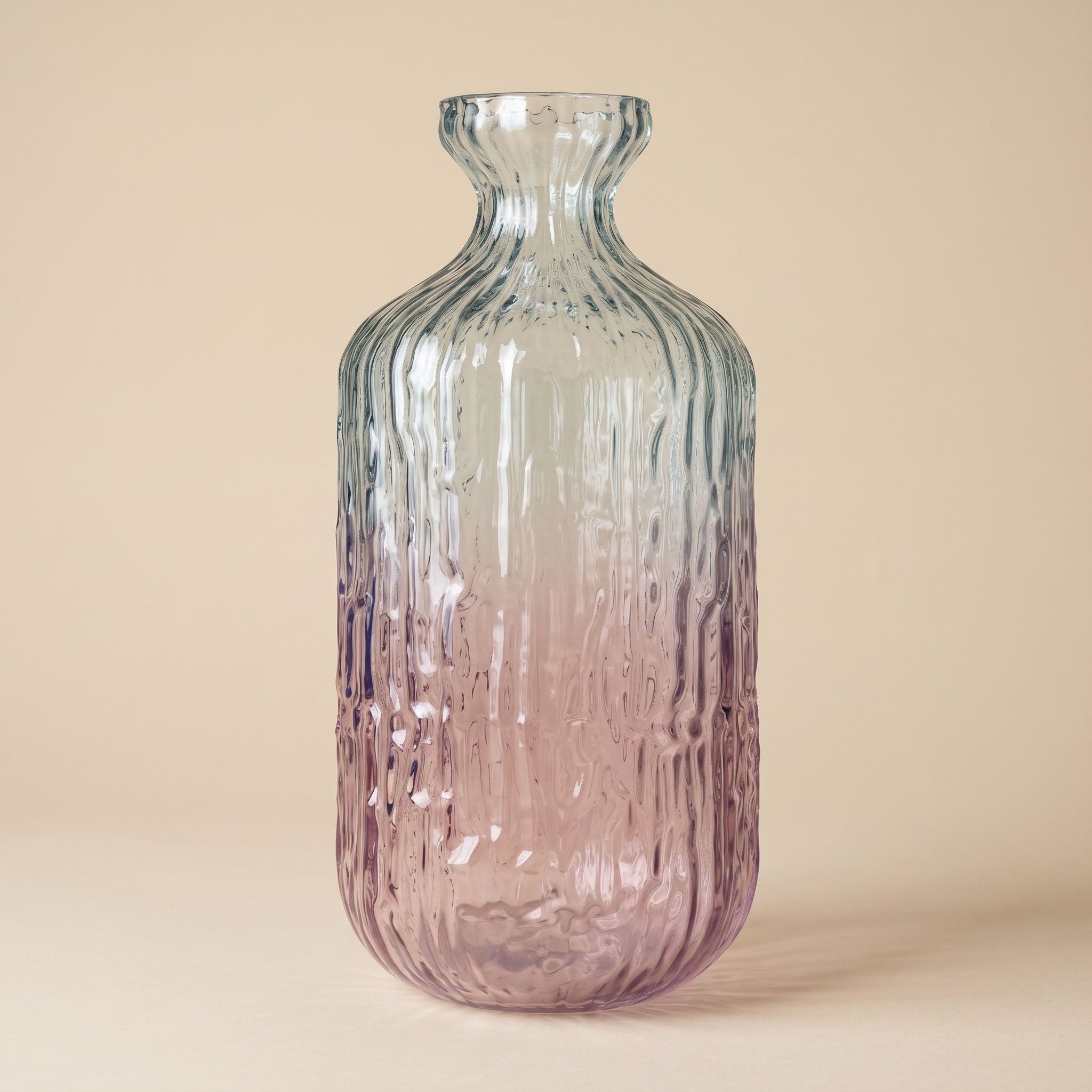 Tati deco Ombre ridged glass vase medium