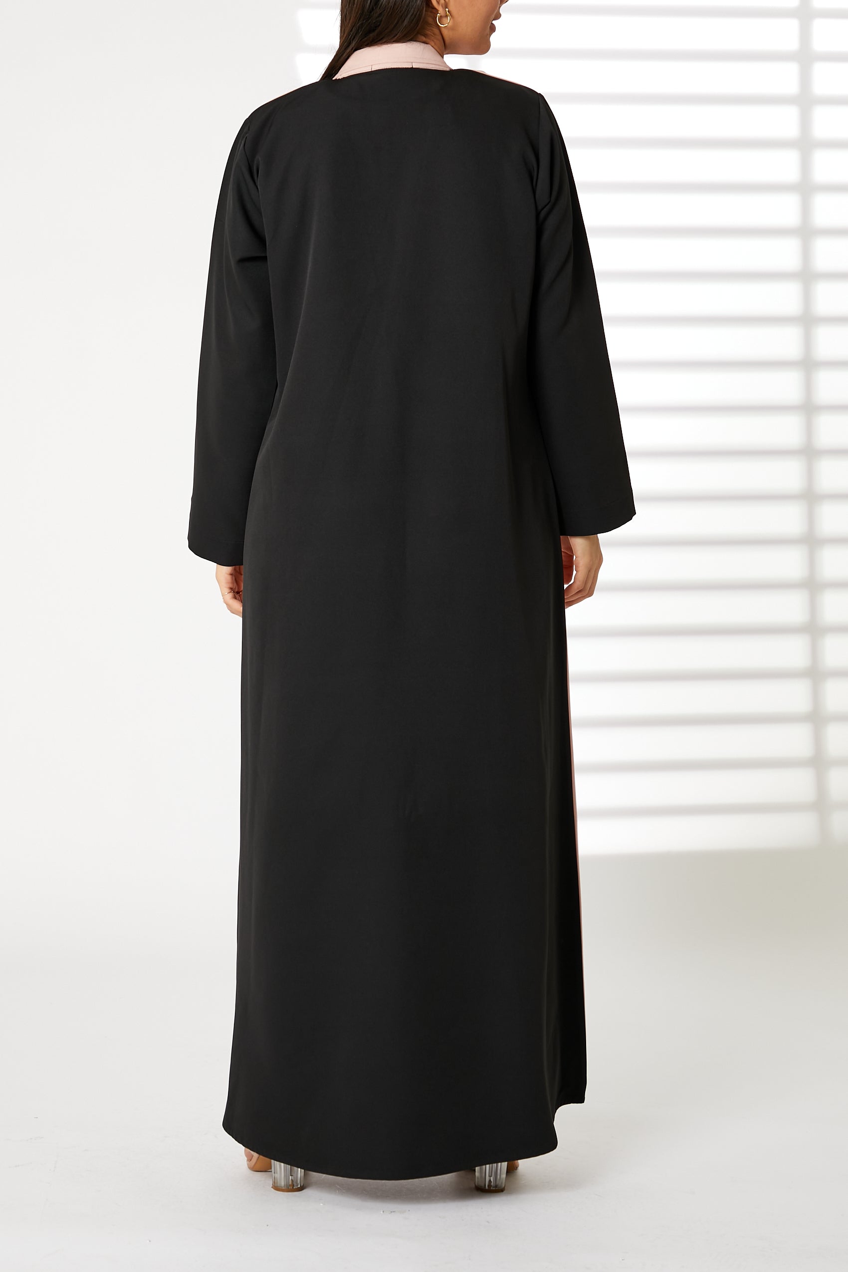 MOiSTREET  Lapel Collar Nida Color blocked Abaya