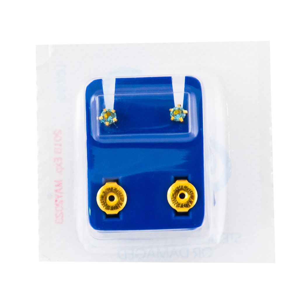 Caflon Singles Clawset, Aquamarine Gold Plated Earring