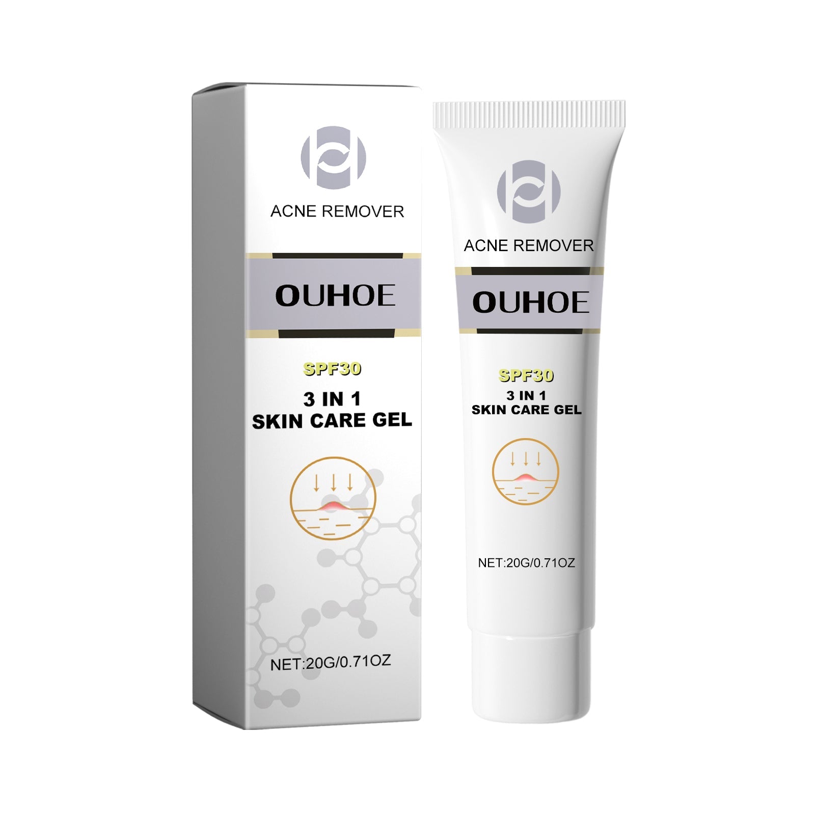 3 In1 Acne Repair Gel, Deep Cleanse, Fade Dark Spots, Clear Pores, Moisturize ,20g