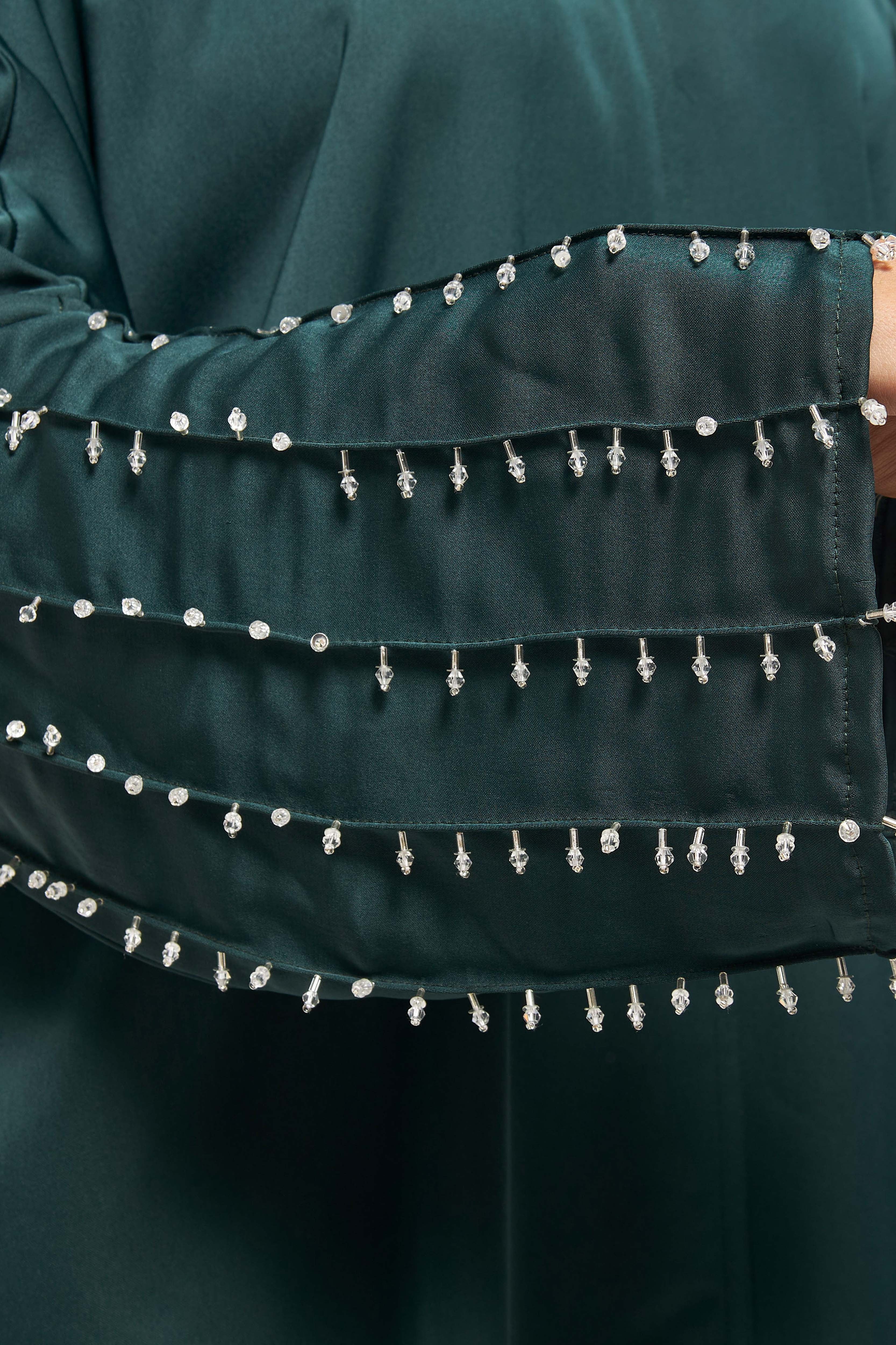 MOiSTREET Stone Embellished Abaya with Sheila