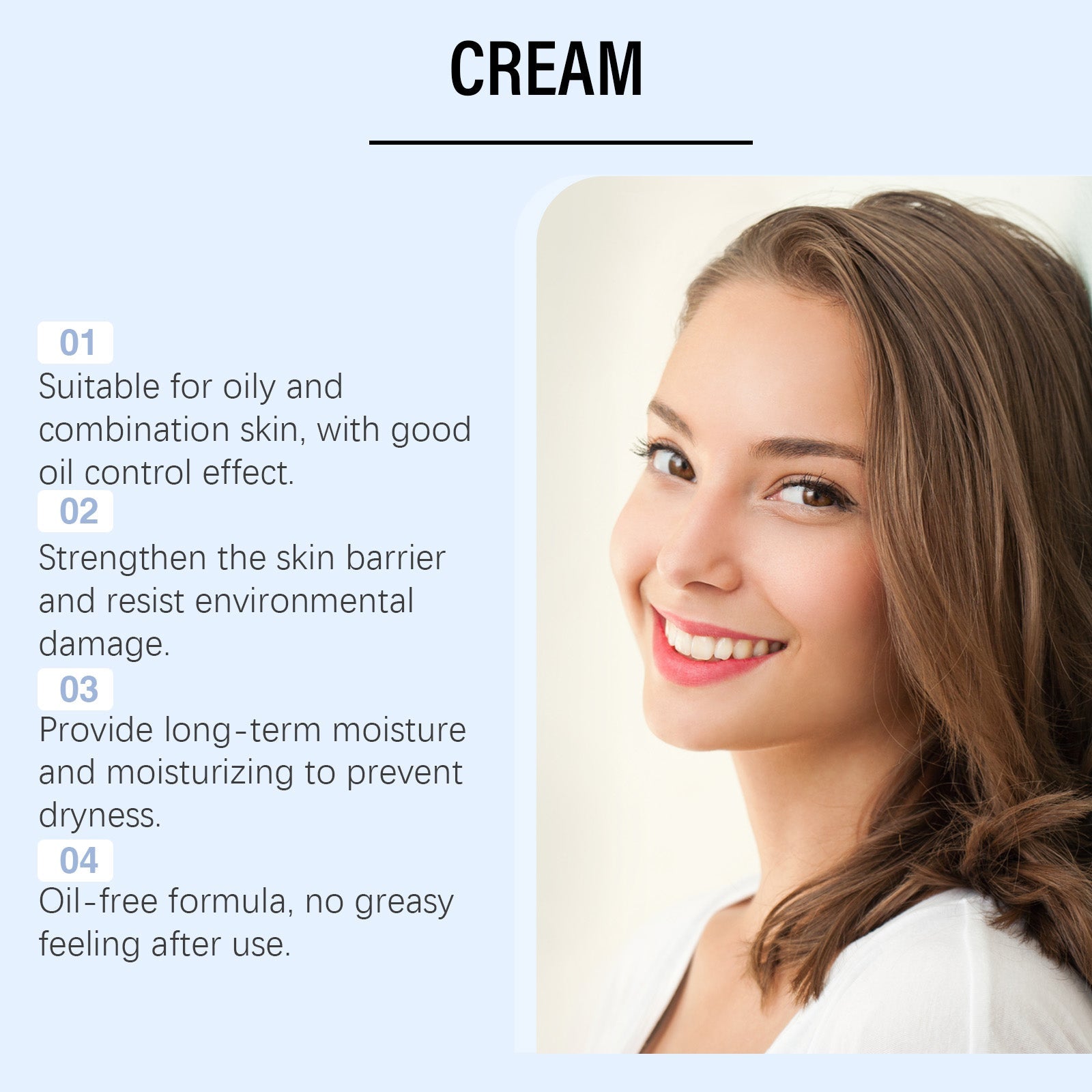 Brightening Facial Care Cream, UV Protection, Oil Control, Hydrating, Natural Moisturizer ,50ml