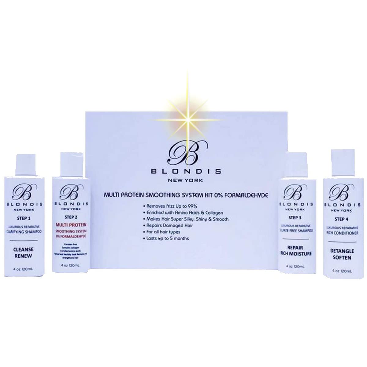 BLONDIS New York Multi Protein Smoothing System Kit, 4x120ml