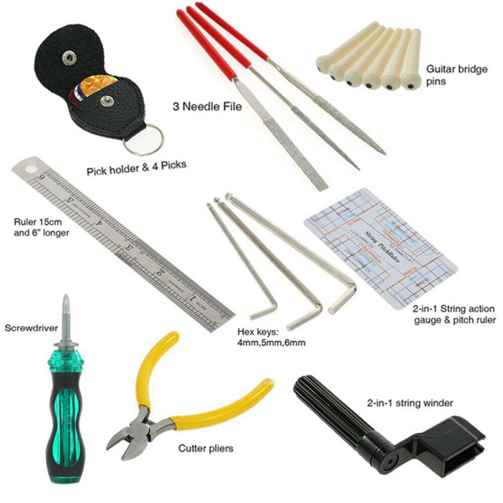 26PCS Guitar Repair Tool Kit Maintenance Cleaning Tool Kit Accessories Kit