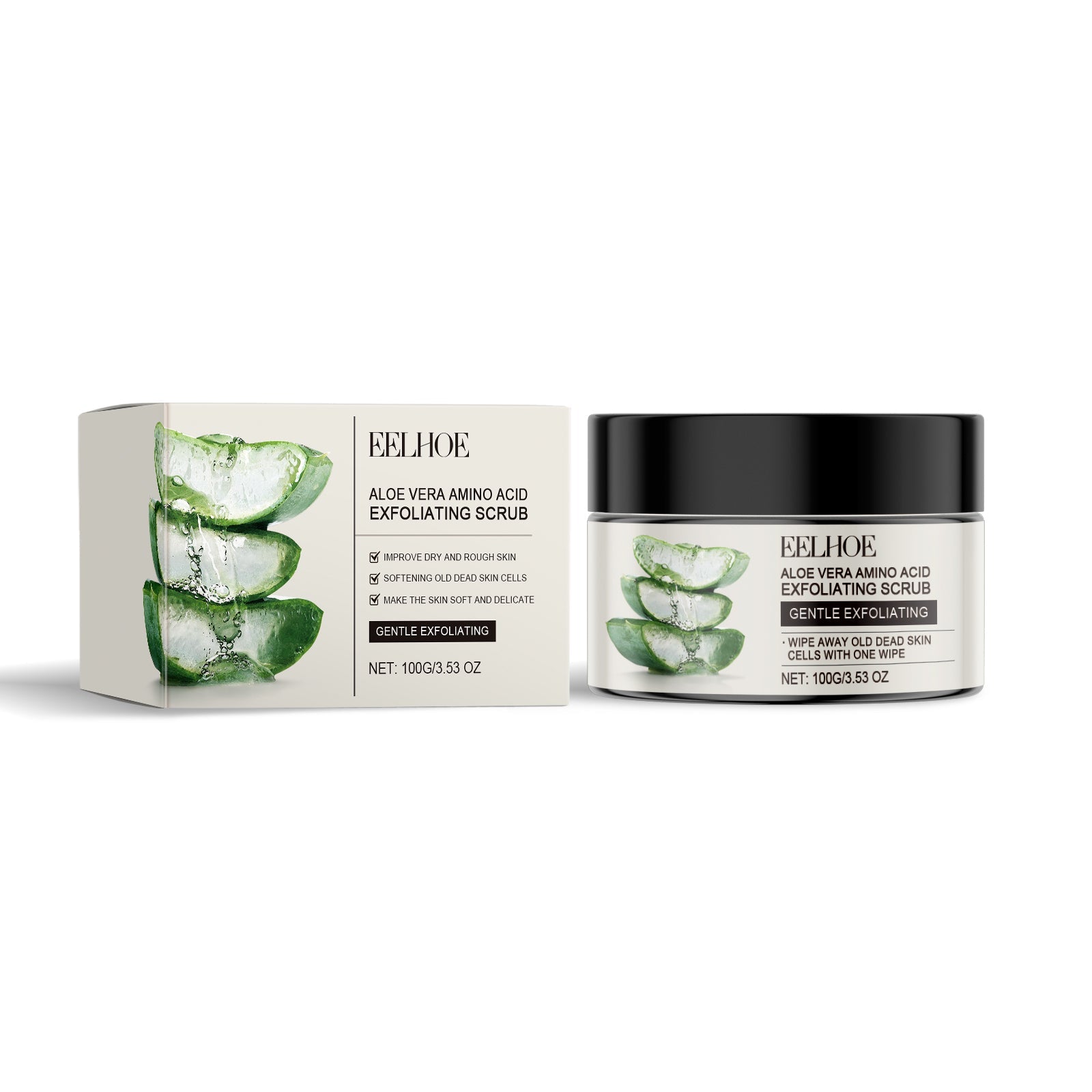Aloe Amino Acid Exfoliating Scrub for Facial Care Brightening Smooth Skin Moisturizer ,100g