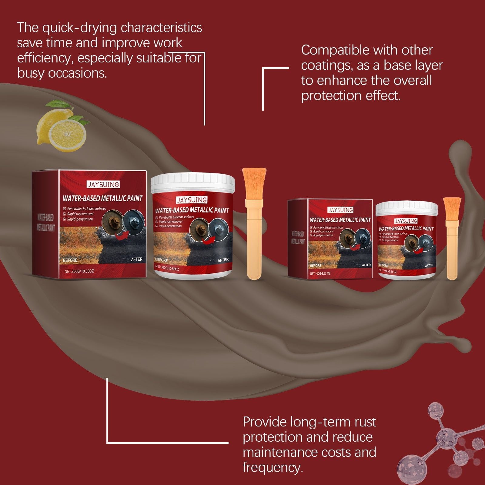 Rust Free Primer, Anti-Corrosion Metal Paint, Rust Prevention, Automotive & Home Use ,300g