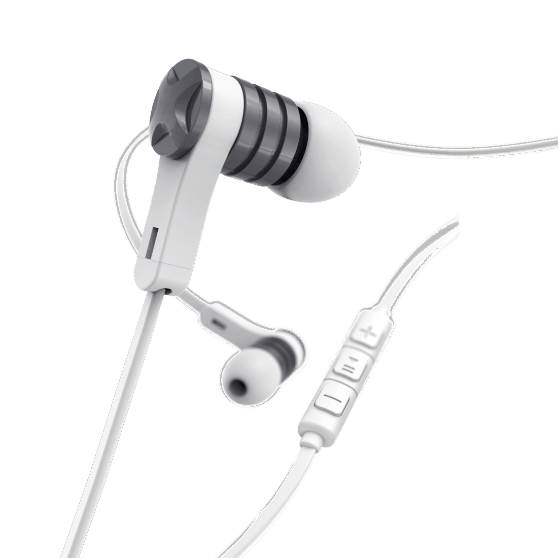 HAMA 184019 "INTENSE” HEADPHONES, IN-EAR, MIC, FLAT RIBBON CABLE, WHITE/GREY