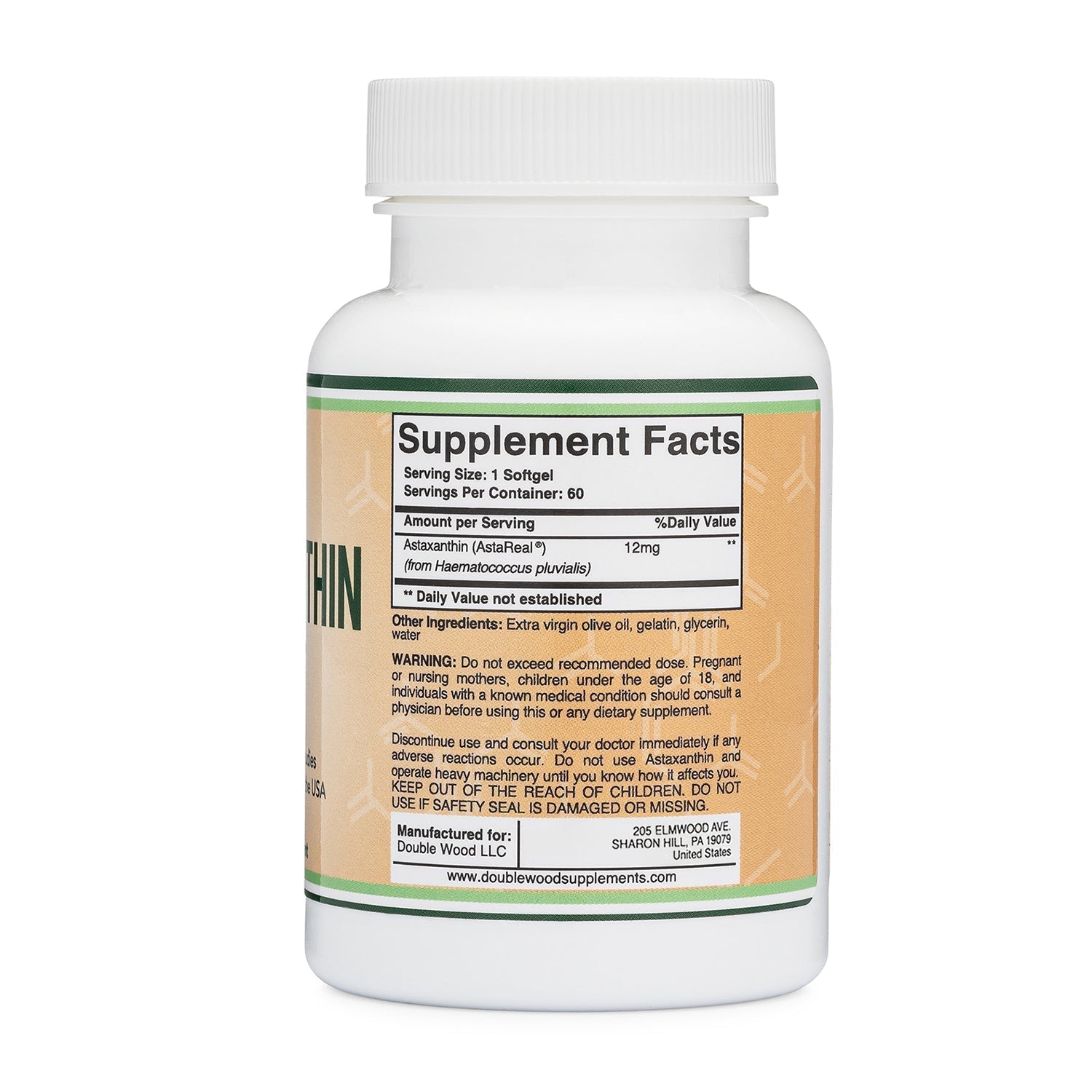 DoubleWood Supplements Astaxanthin (AstaReal) 12mg 60 softgels