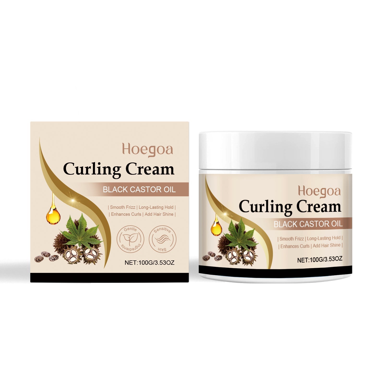 Castor Oil Curl Setting Cream, Natural Shine, Long-Lasting Curl Hold, Hair Vitality ,100g