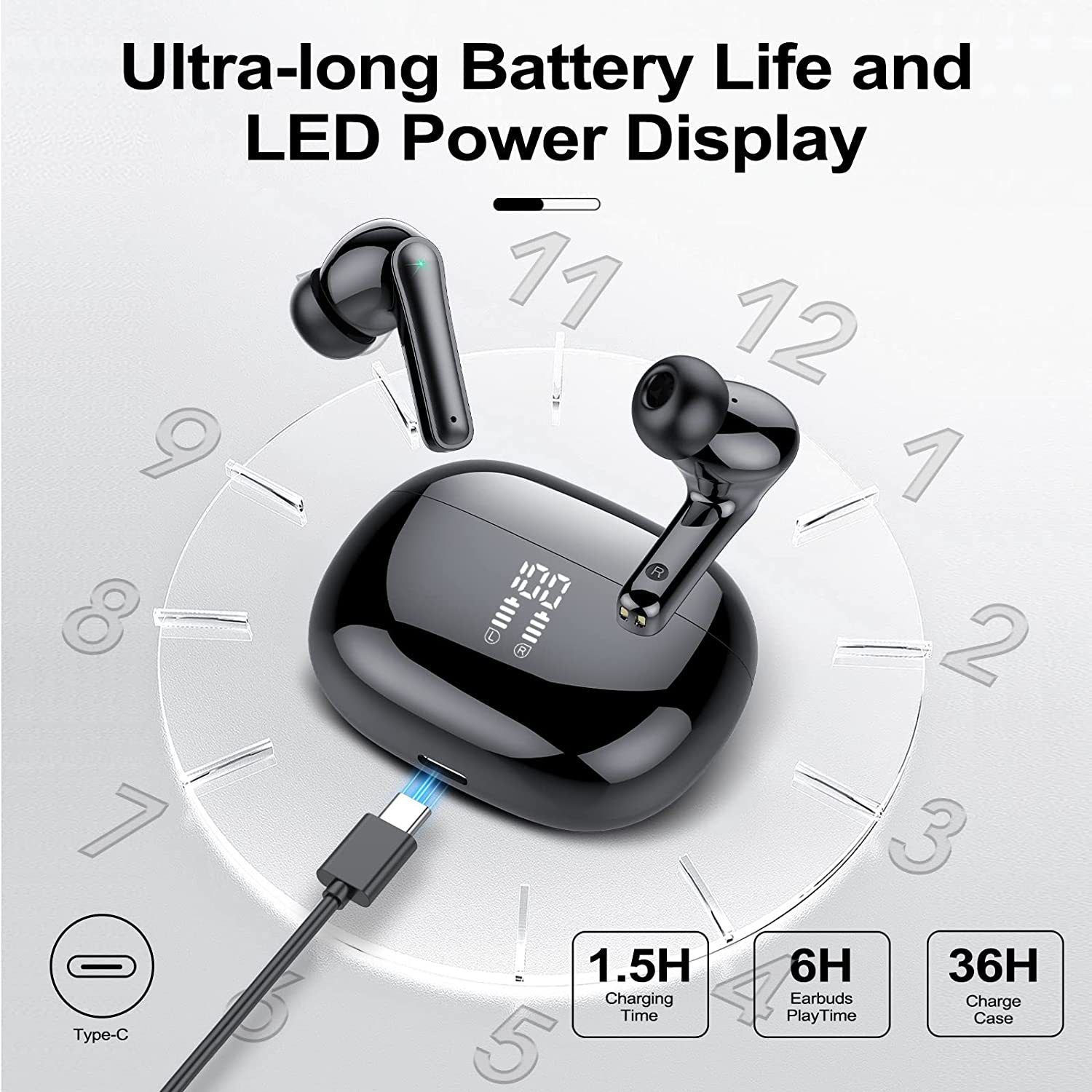 Wireless Earbuds Bluetooth Headphones Cordless in-Ear Earphones