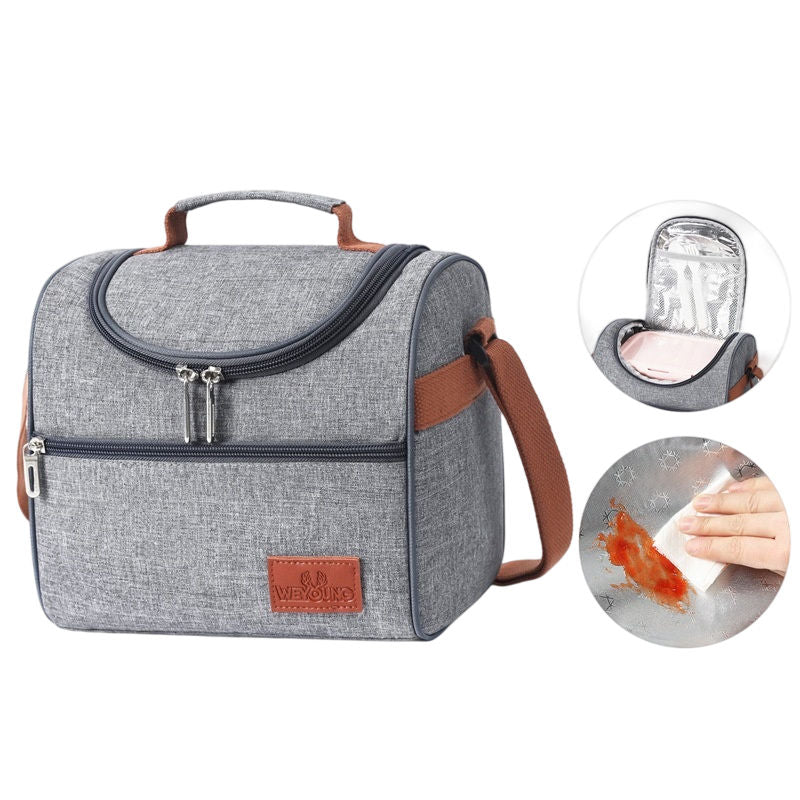 Thermal Insulated Lunch Bag with Shoulder Strap for Picnic