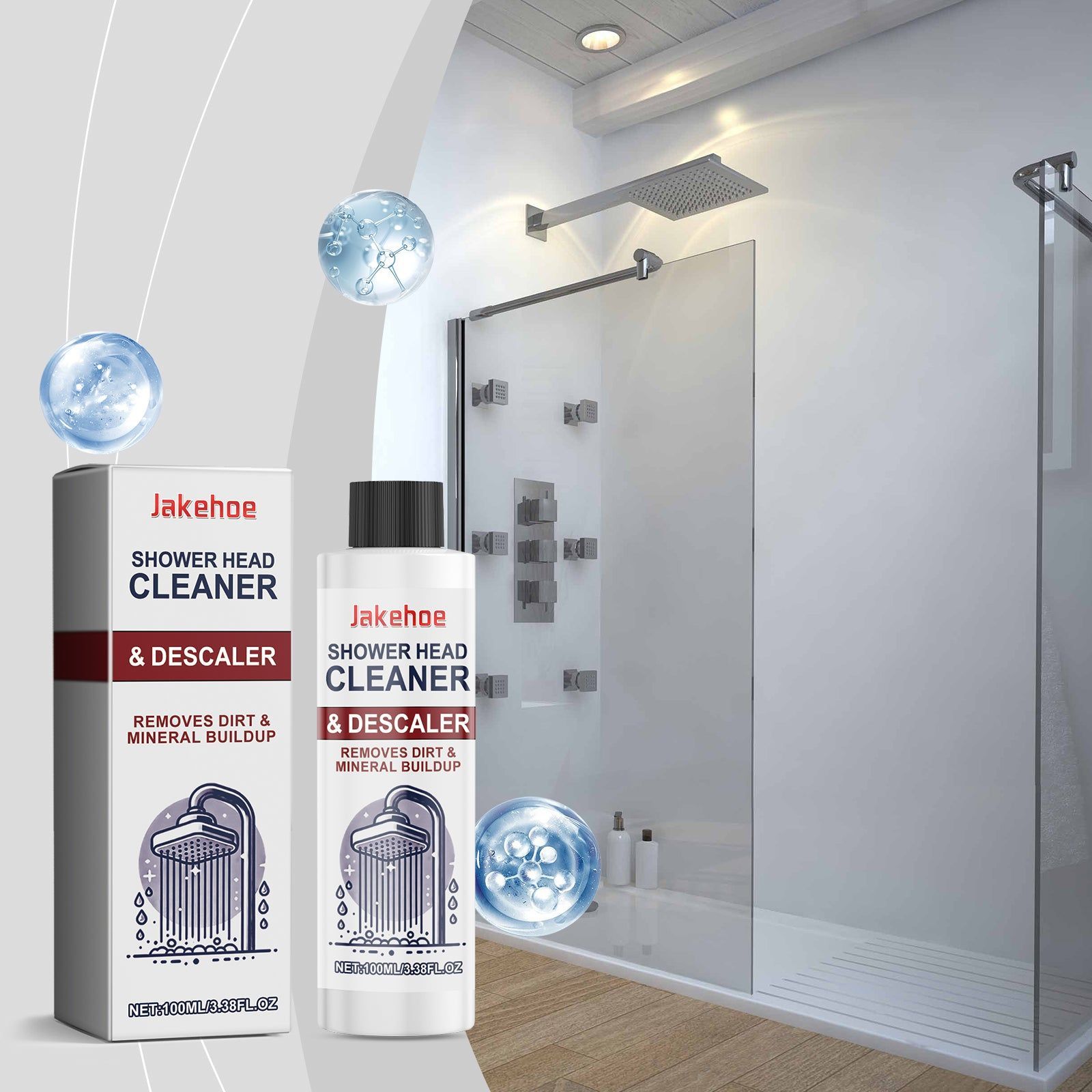 Decontamination Shower Head Cleaner, Remove Scale, Prevent Buildup, Easy to Use ,100ml