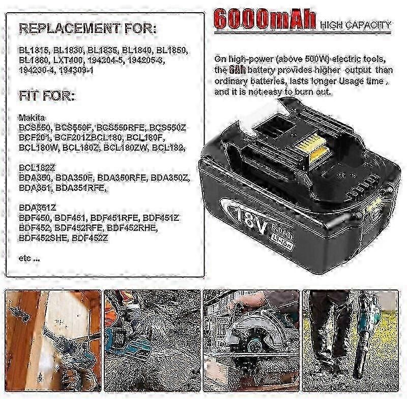 New 2 Pack For Makita 18v Battery 8.0 Ah Lxt Li-ion Bl1850b Bl1830b Bl1860b Cordless
