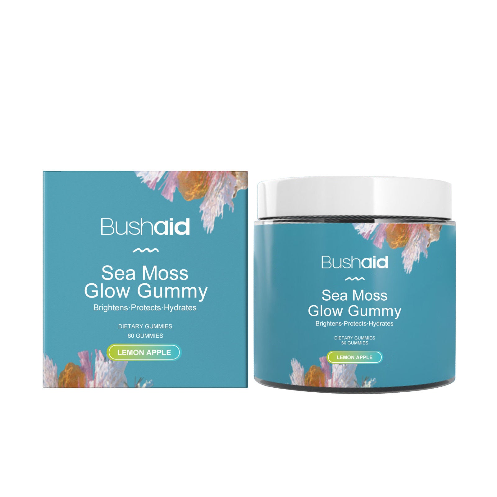 BushAid Sea Moss Glow Gummy Body Care, Nourishing Skin Hair Nails, Natural Beauty ,60pcs