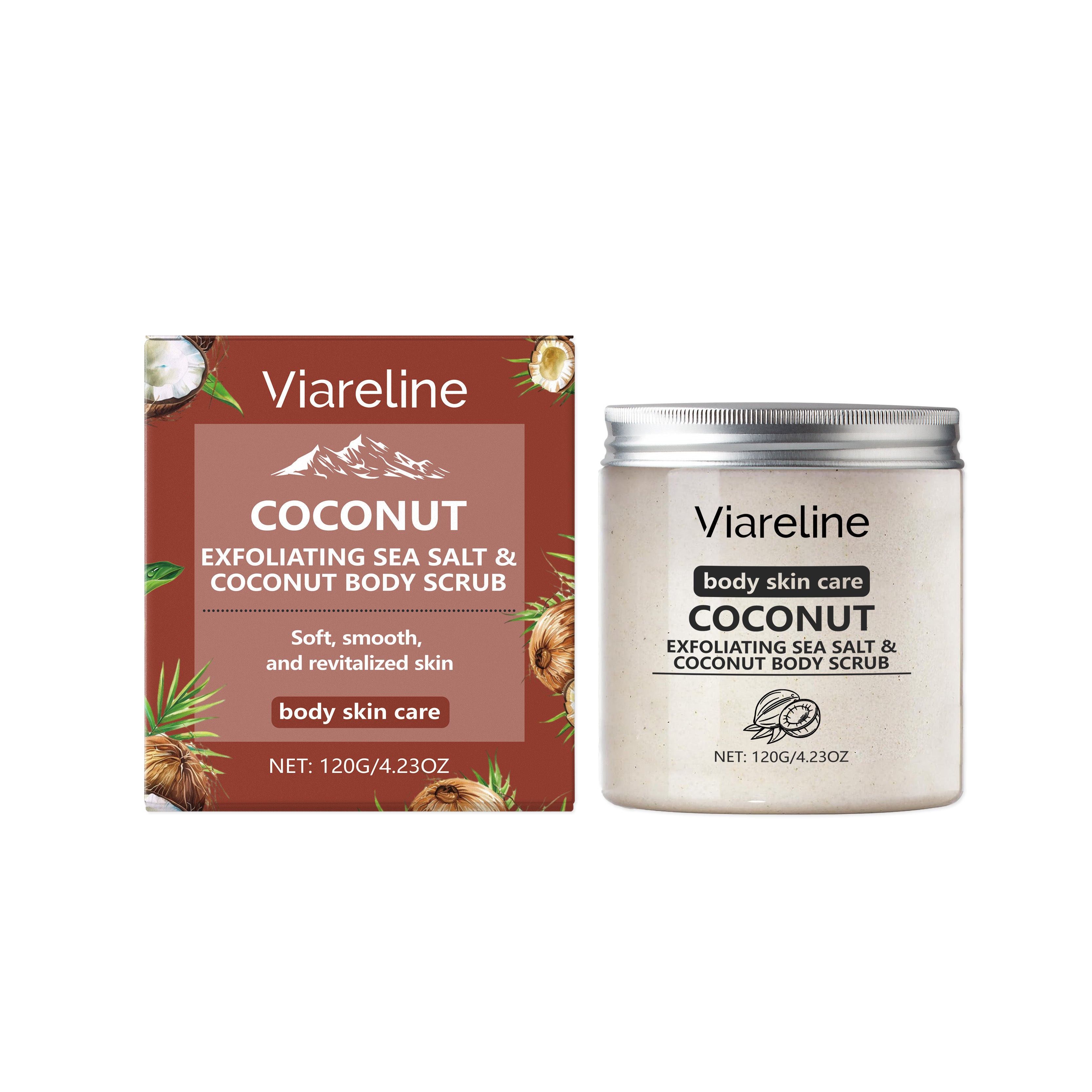 Coconut Sea Salt Body Scrub, Gentle Body Cleansing, Moisturizing, Brightening ,120g