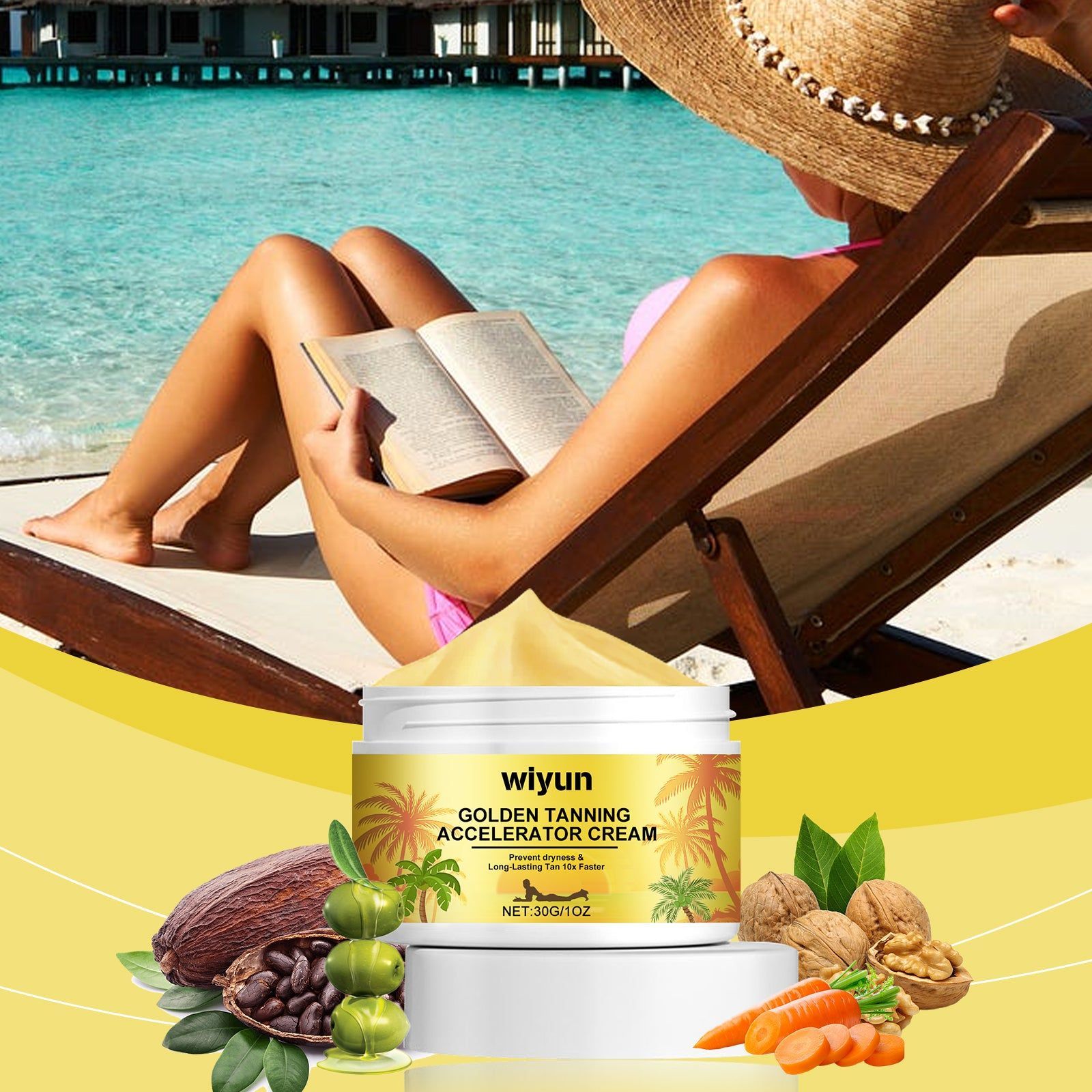 Achieve Natural Sun-Kissed Glow with Black Tanning Cream, Nourishing Skin ,30g