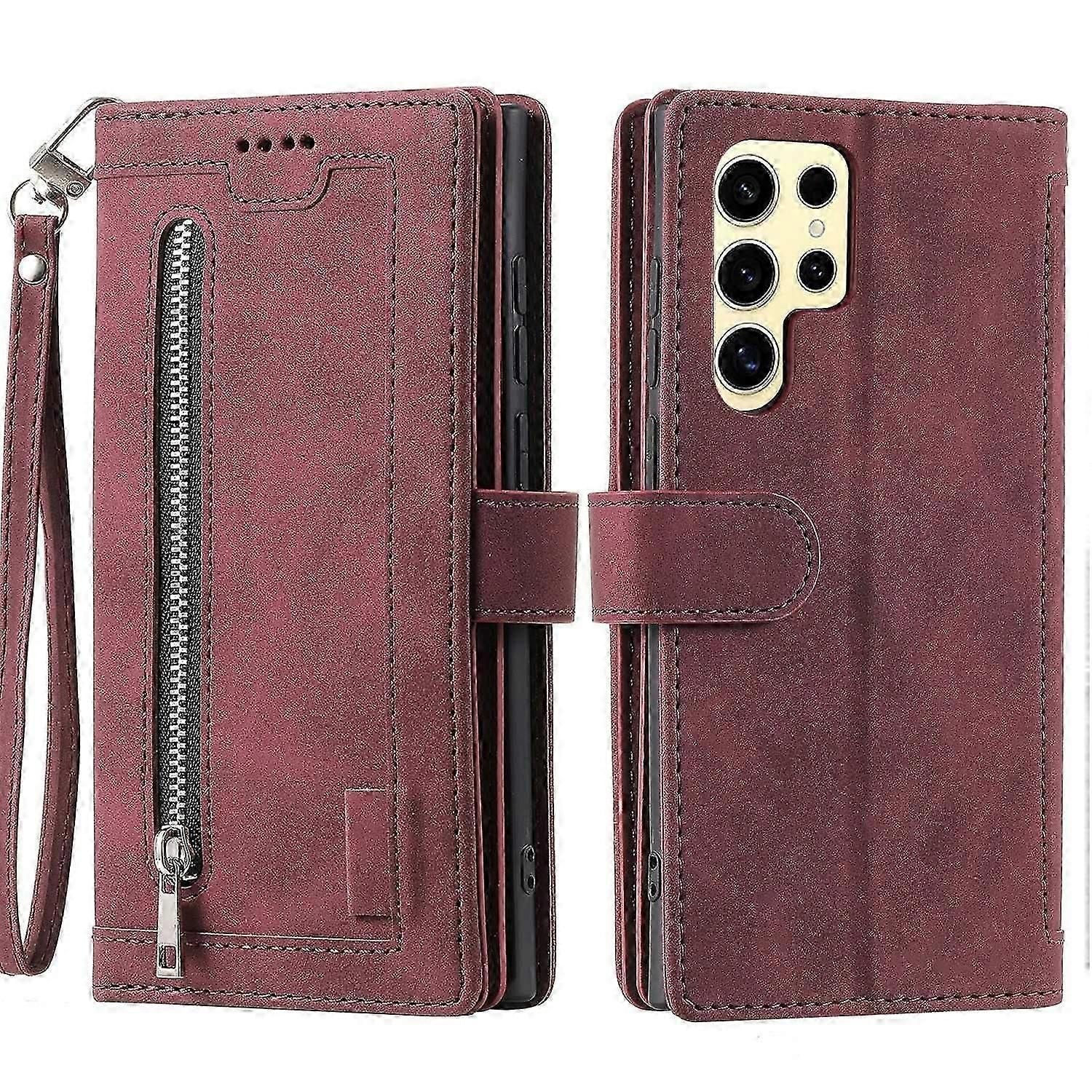 Wallet Case Compatible with Samsung Galaxy S25 Ultra - PU Leather Cover with 9 Card Slots & Magnetic Closure