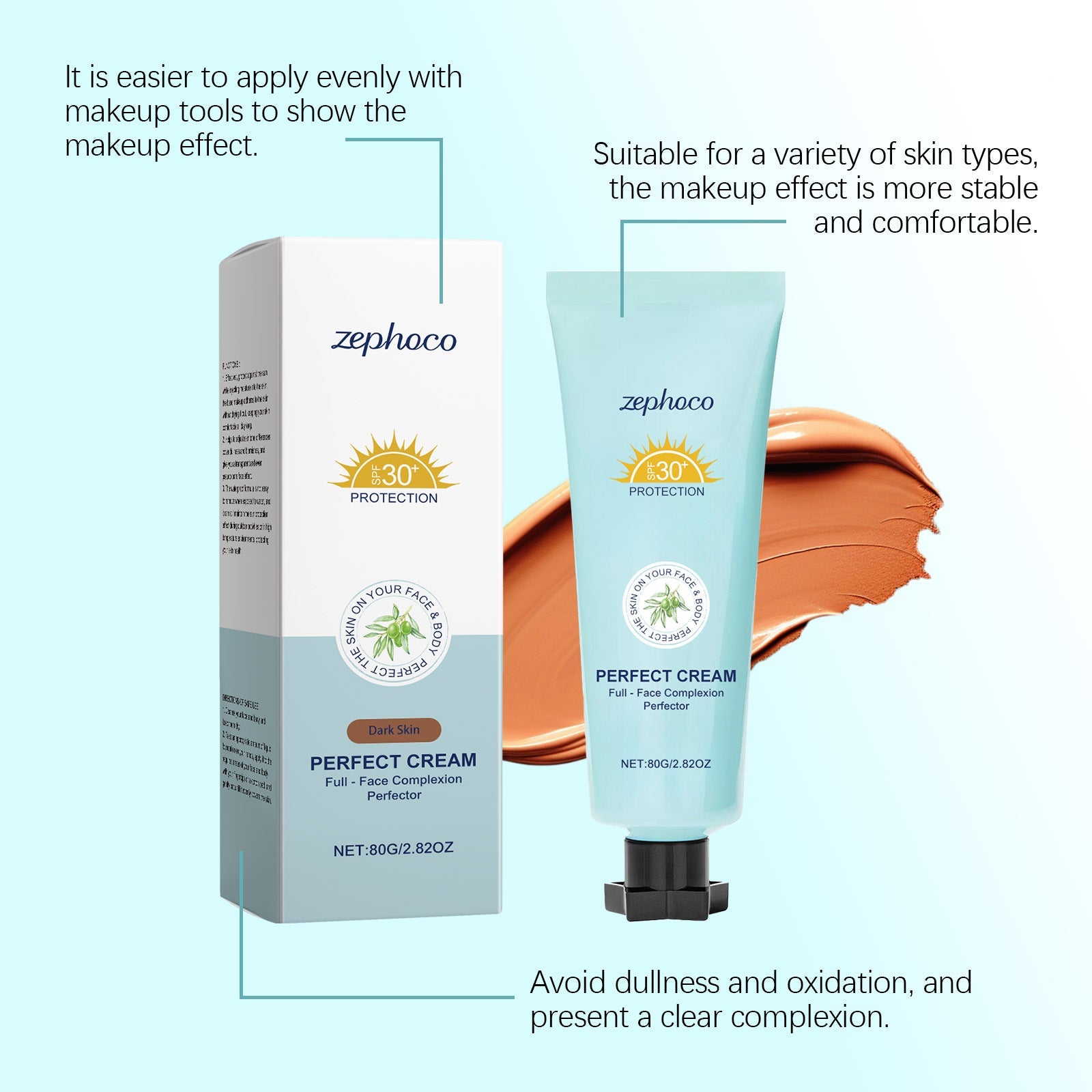 Dark Skin Foundation, Sun Protection, Long-Lasting, Matte, Face Makeup ,80g