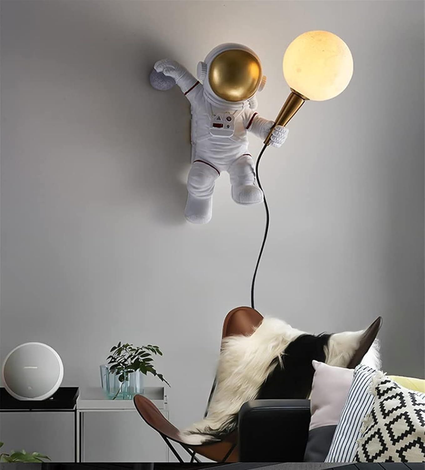 Astronaut Wall Light with Plug Bedroom Bedside Wall Sconce Living Room Moon Wall Lamp