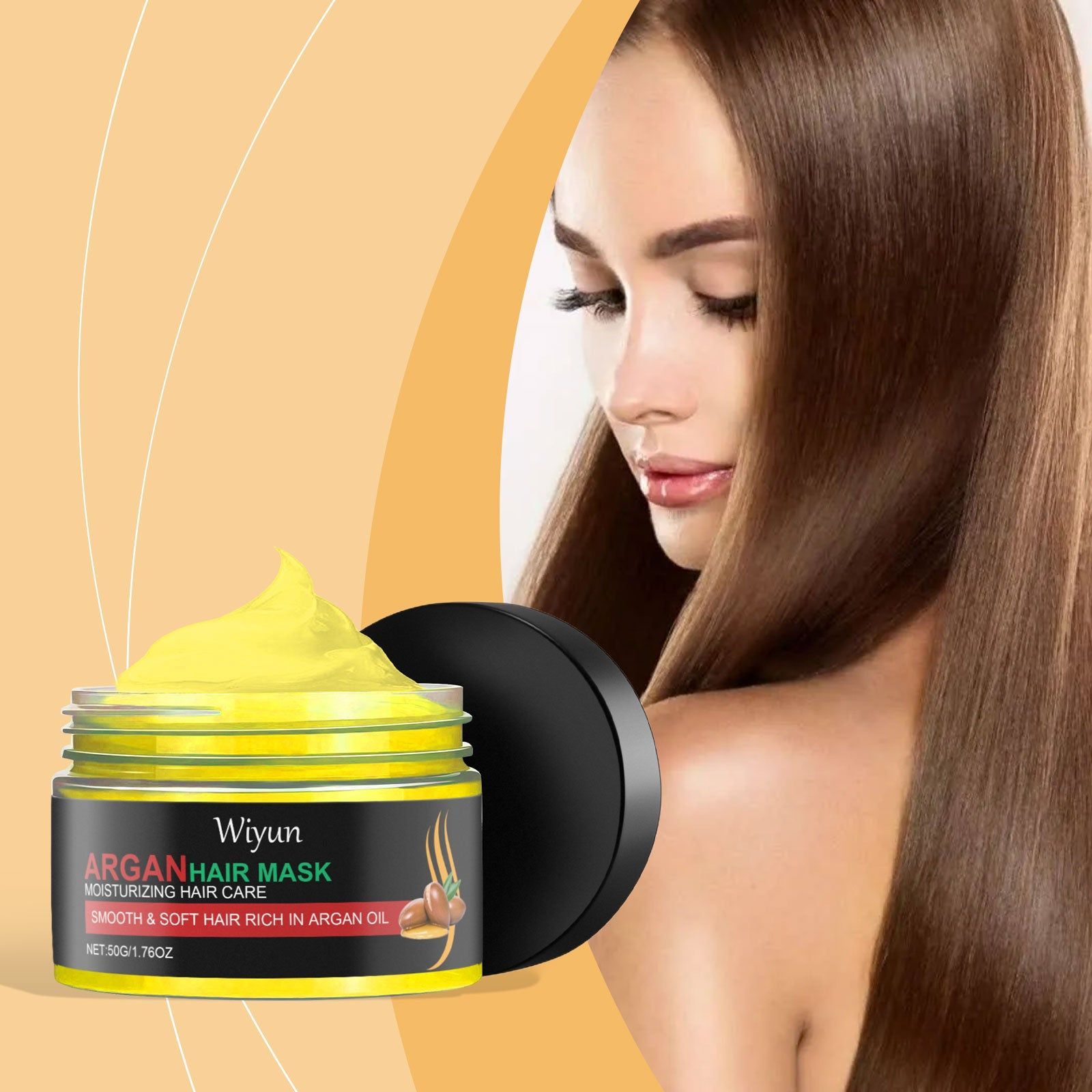 Argan Oil Hair Mask, Deep Moisturizing, Nourishes & Repairs Damaged Hair, Silky, Fluffy, Shine ,50g