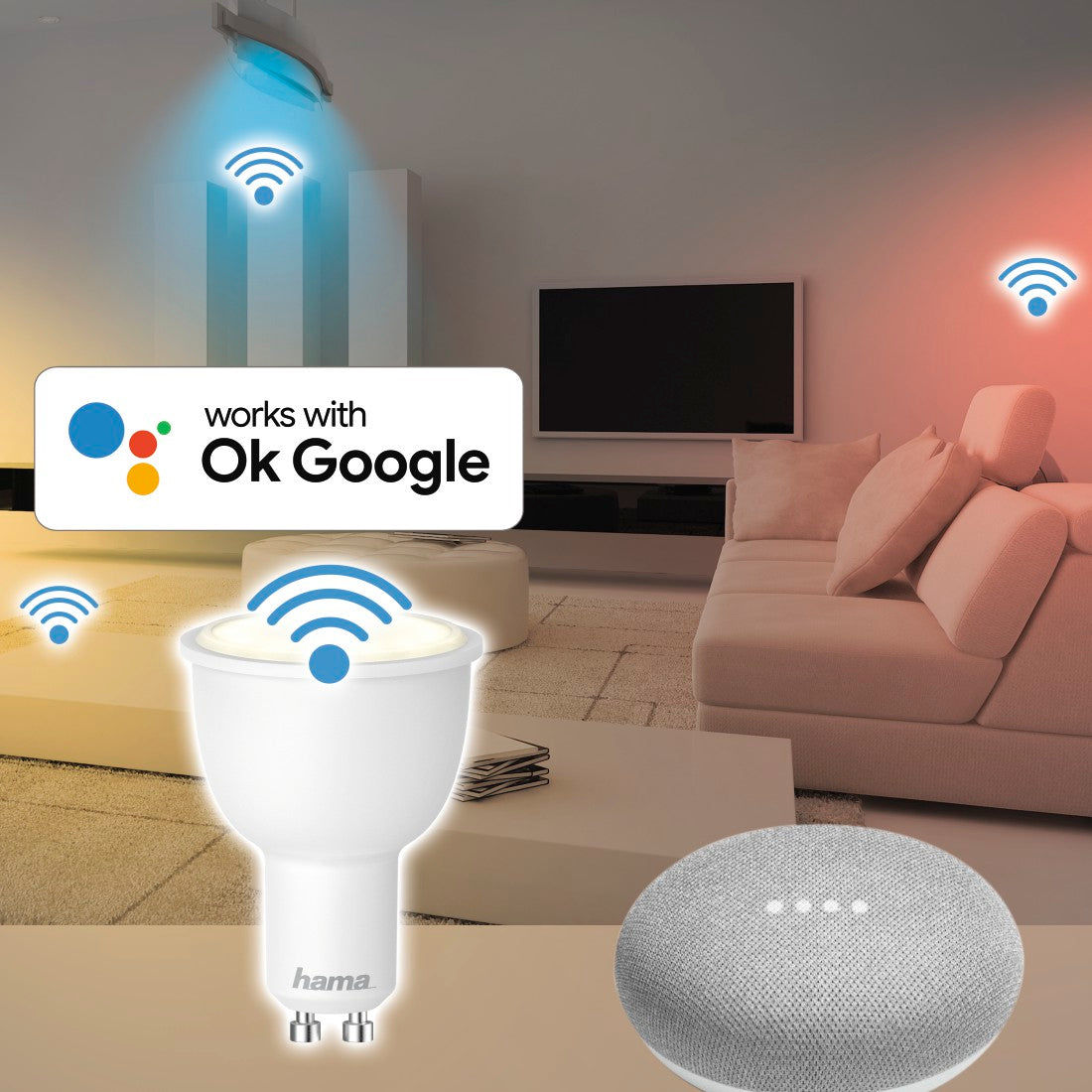 Hama 176558 WiFi-LED Light, GU10, 4.5W, white, can be dimmed