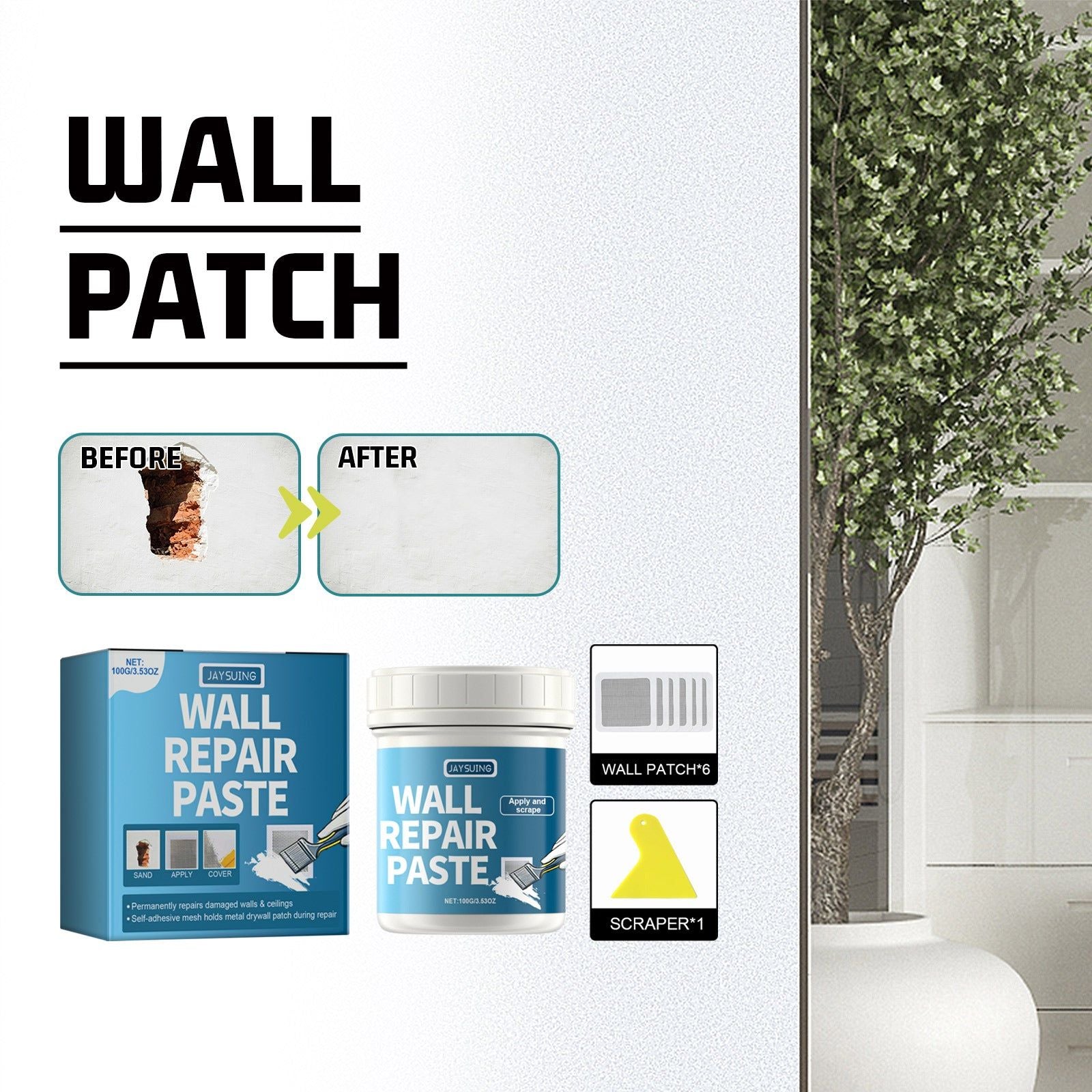 Quick Wall Repair Cover Kit, Leak Fix, Stain Removal, Easy Home Wall Repair ,1set