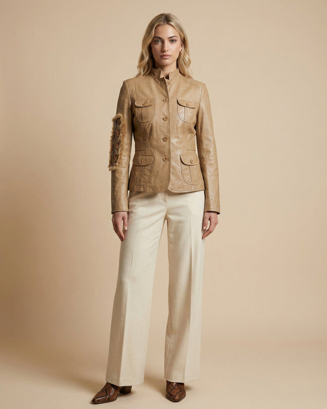 By Carmenzo caramel real lether jacket