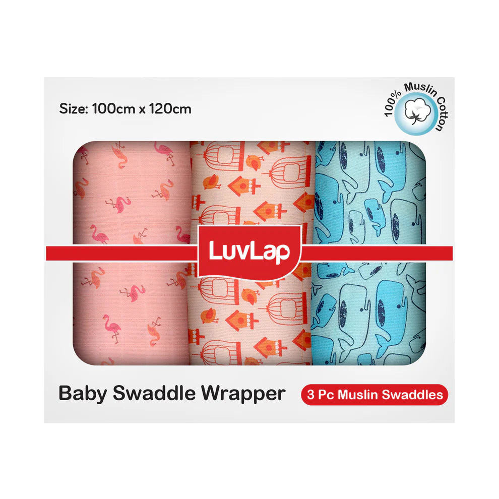 Luv Lap - Muslin Swaddle Set of 3 - Fish Cage
