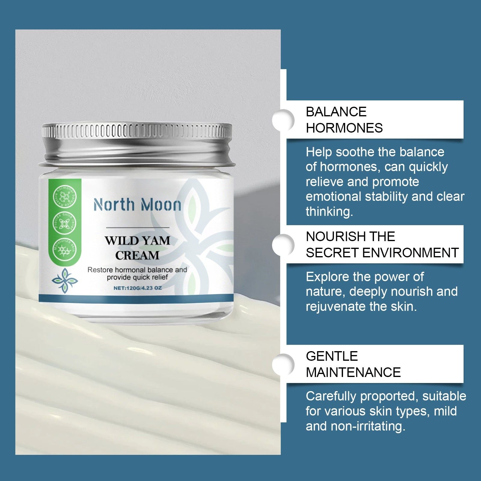 Yam Moisturizing Cream, Firming and Hydrating, Anti-Aging, Natural Skin Rejuvenation ,120g