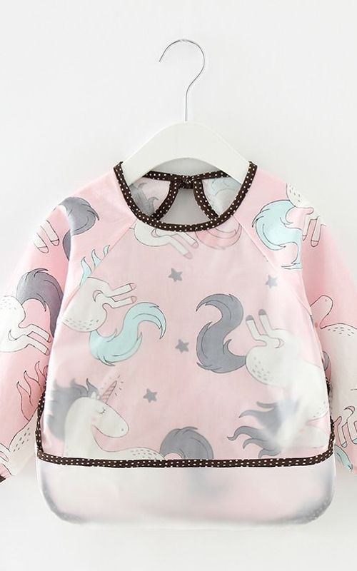 Baby Apron Waterproof Long Sleeve Bib Feeding Smock Bib Coverall Kid Eating Dirty Clothes