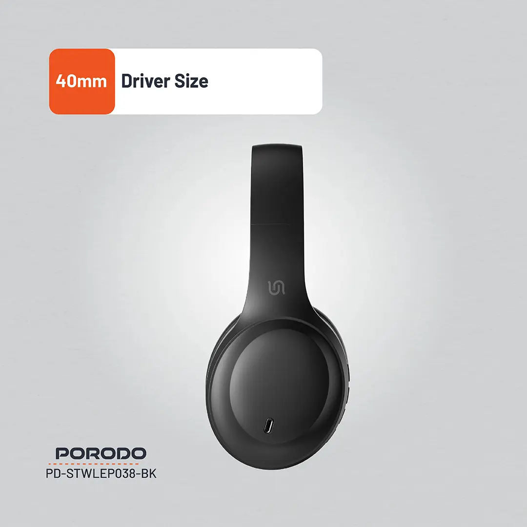 Porodo Soundtec Primo Wireless ENC Headphone , Black