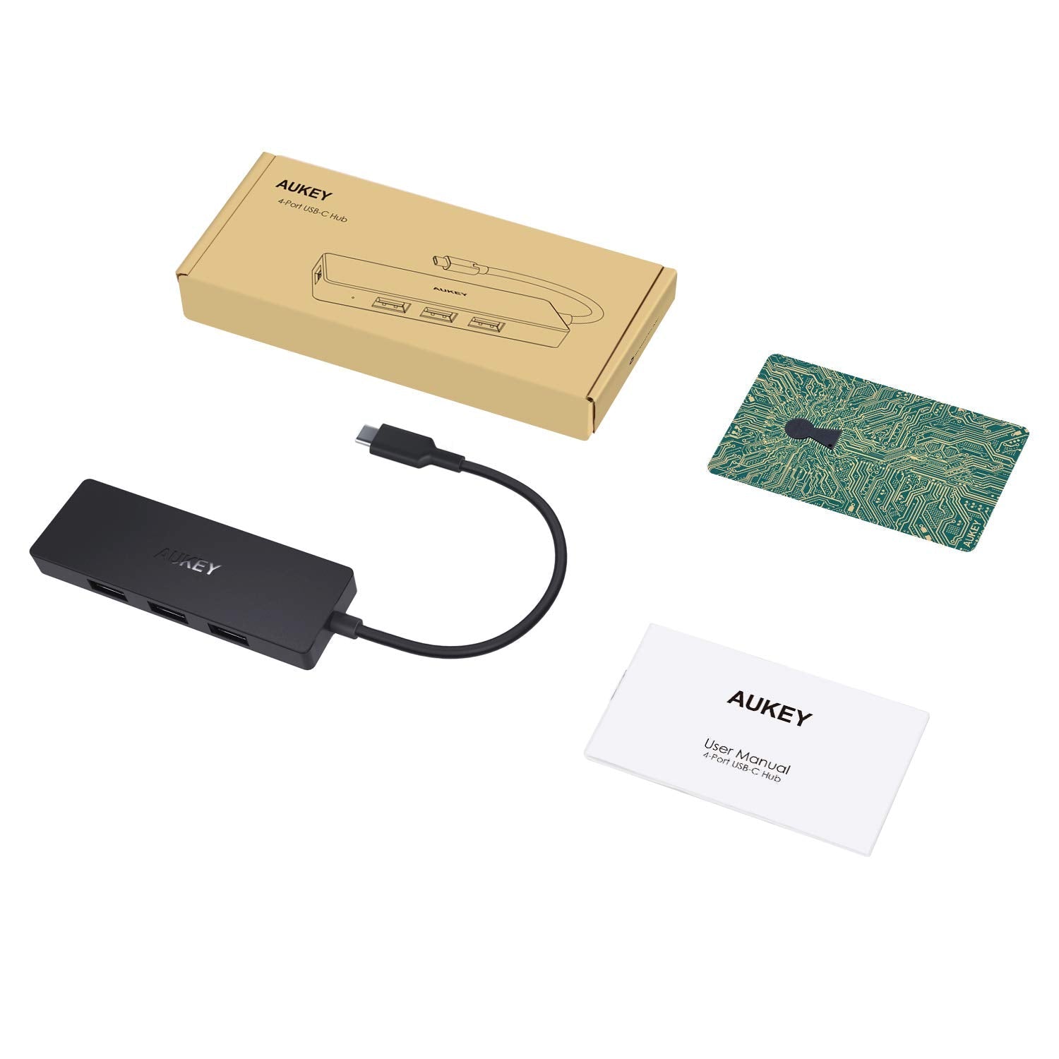 Aukey CB-C64 USB-C to 4-port USB3.0 A Hub