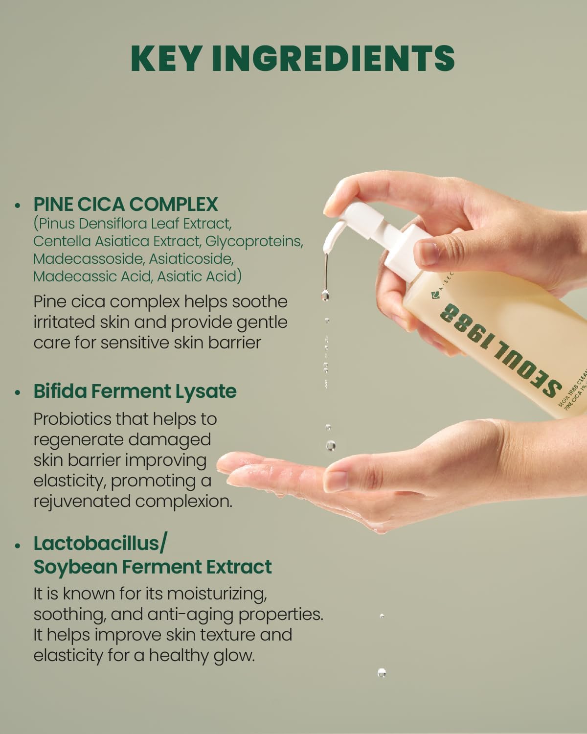 K-SECRET SEOUL 1988 Cleansing Oil : Pine Cica 1% + Probiotics 200ml