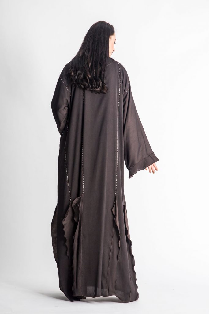 MOiSTREET Magenta Abaya with Minimalistic Hand Embroidery