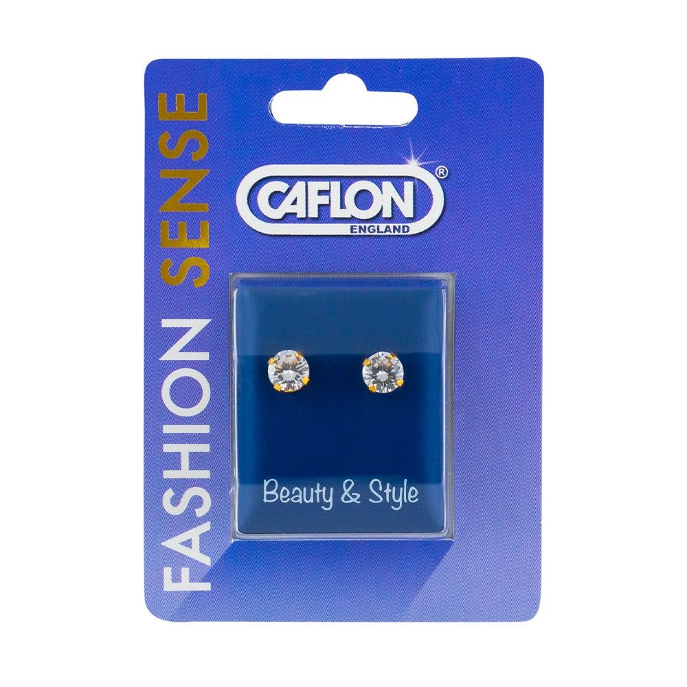 Caflon Fashion Sense White Cubic Zirconia Earring, 6mm