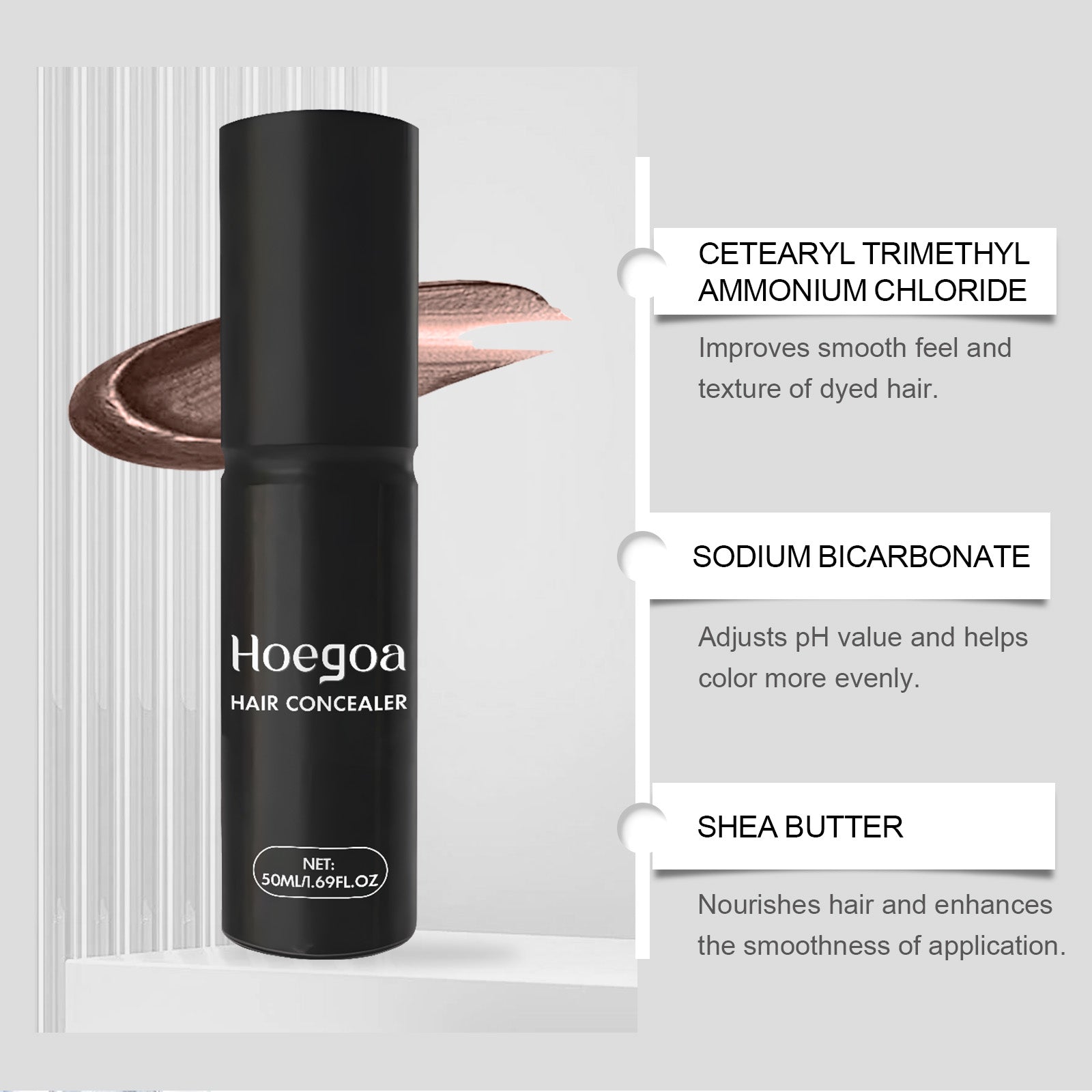 Dark Brown Hair Covering Cream, Waterproof, Temporary Hair Concealer, Easy to Use ,50ml