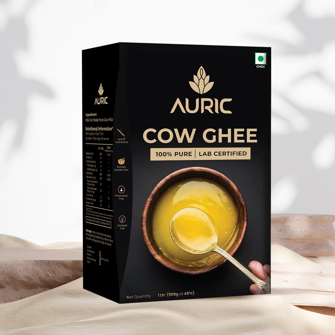 Auric Premium Cow Ghee Lab Certified 1000 ml (900g)