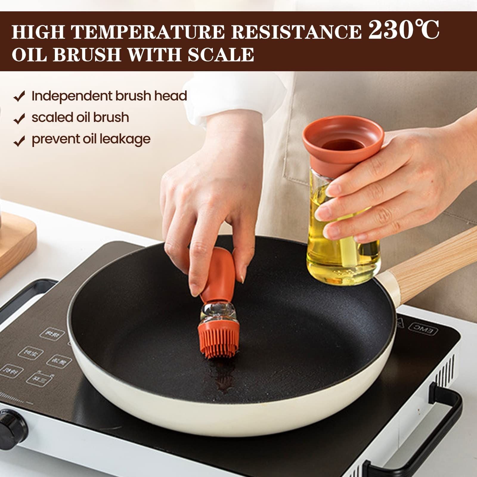 Oil Bottle Oil Dispenser With Silicone Brush Oil Container For Kitchen BBQ Grill
