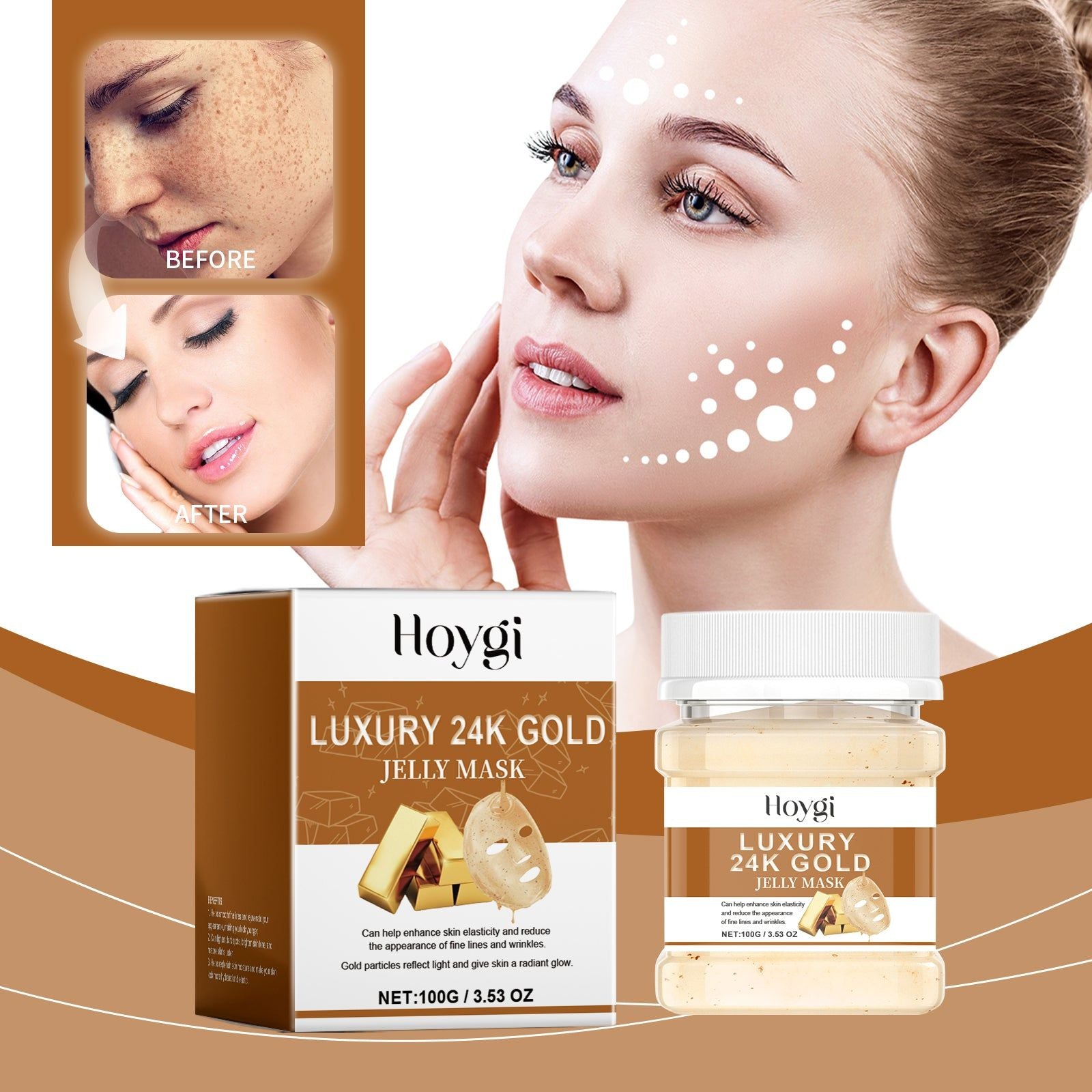 24K Gold Facial Mask Powder, Hydrating, Anti-Aging, Skin Firming, Moisturizing, Natural Glow ,100g