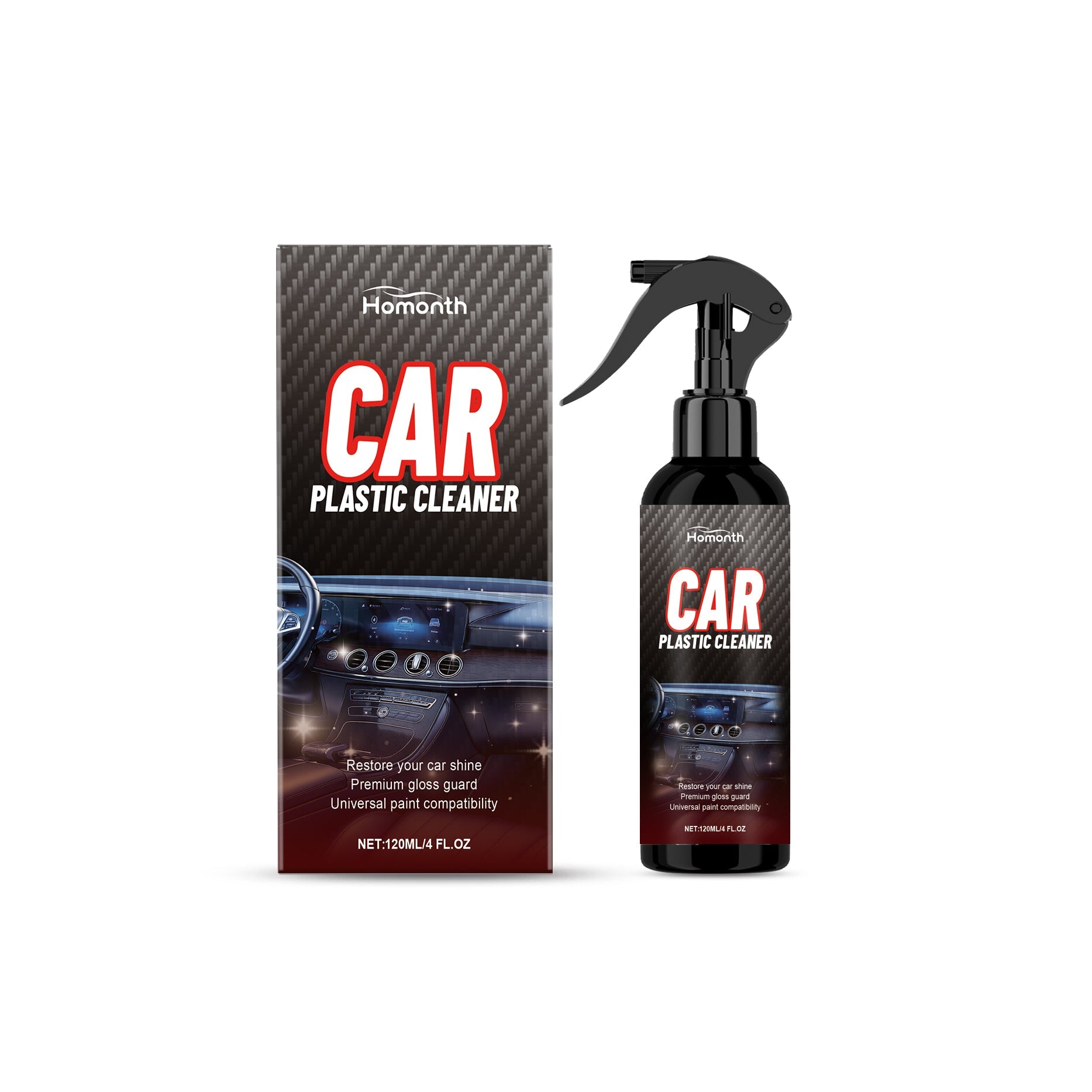 Car Interior Cleaning Spray, Quick Stain Removal, Gentle on Leather and Plastic ,120ml