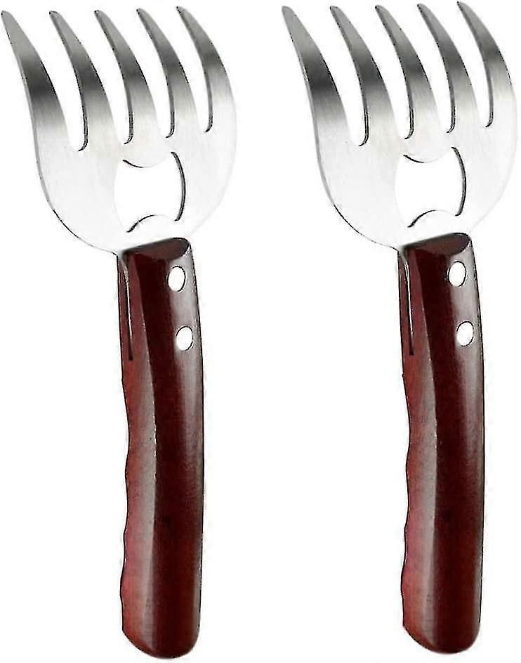 Meat Shredding Grates, Bbq Claw Tools Meat Shredding Claws Stainless Steel Kitchen Fork With Red Handle 2pcs