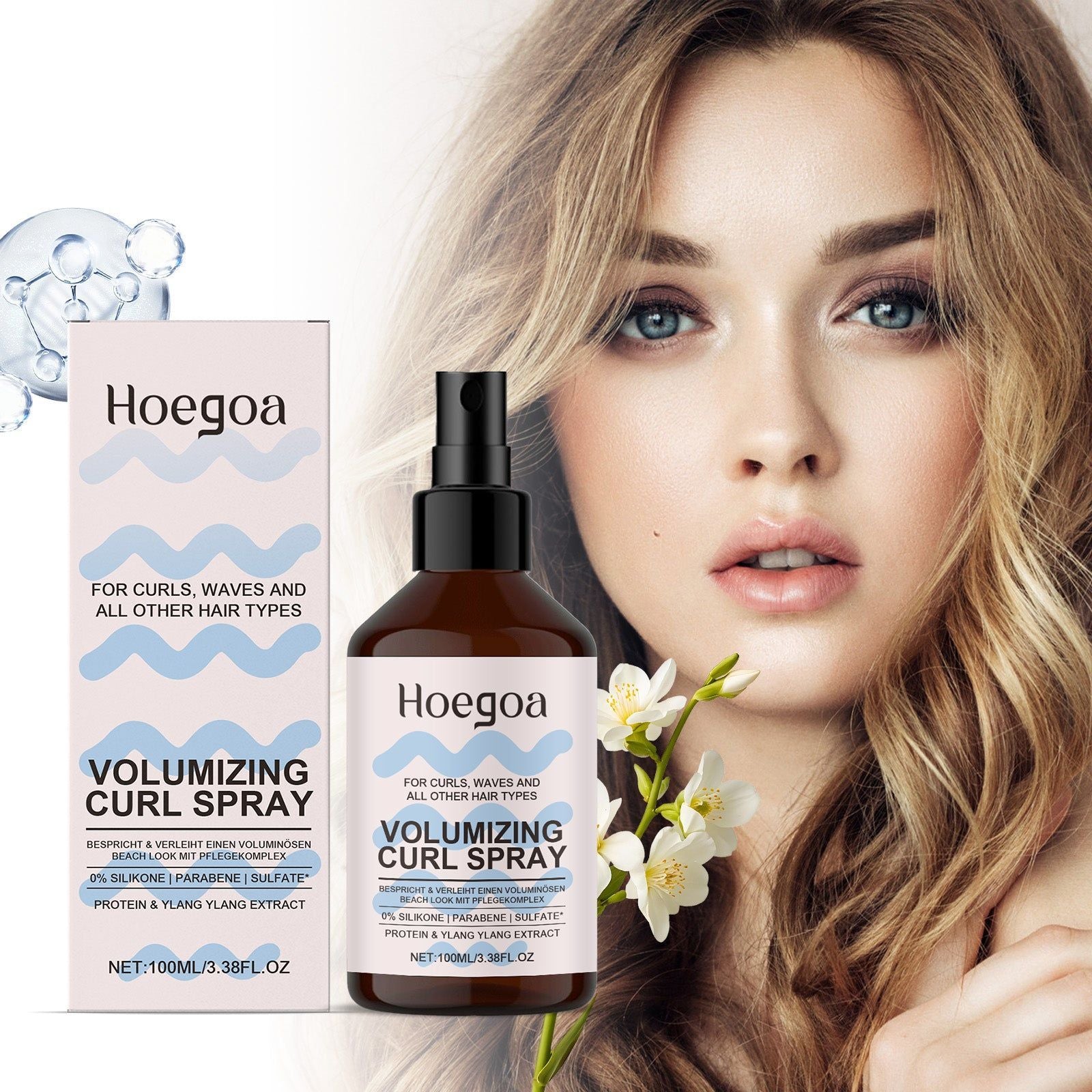 Curl Setting Spray, Voluminous, Frizz Control, Moisturizes, Shine, Easy Styling ,100ml