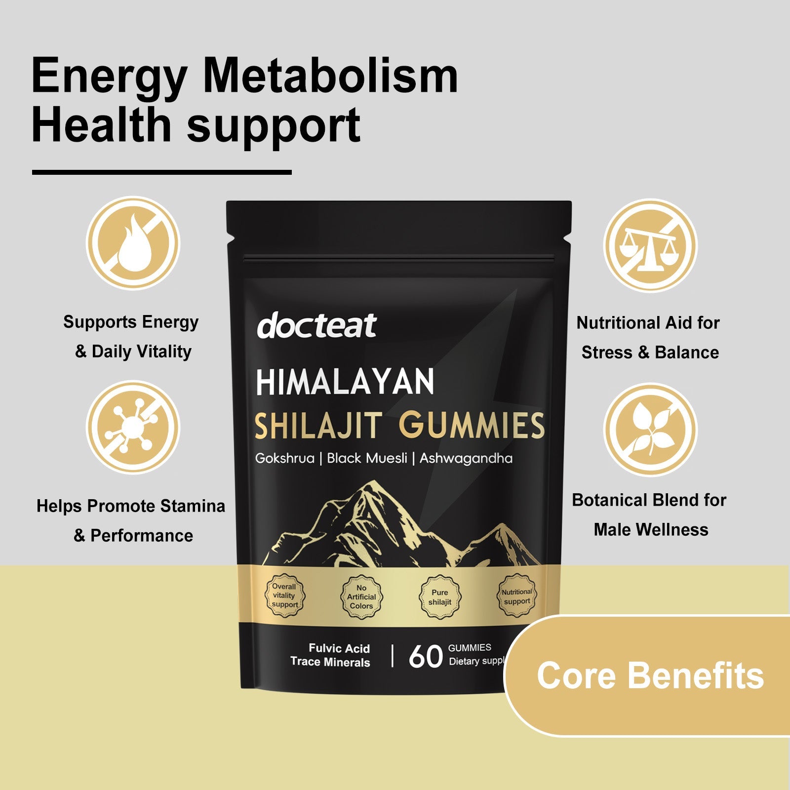 Boost Energy and Vitality with Xilai Zhi Gummy Candies, Daily Body Care Supplement ,60 gummies